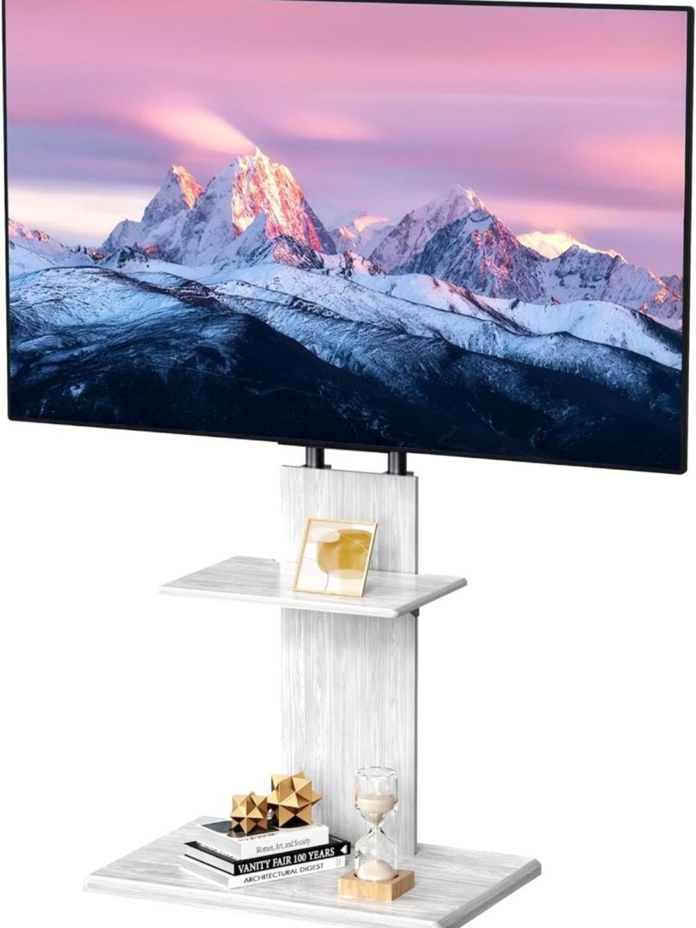 Height Adjustable Floor TV Stand for 32-70" TVs, Media Shelf, Modern Design